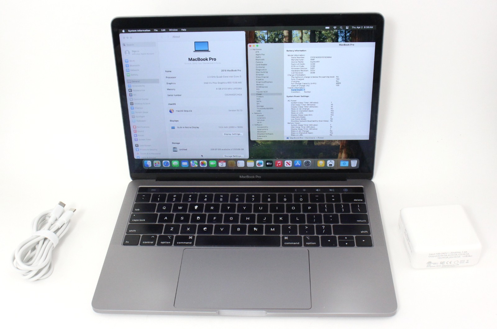 Apple Macbook Pro A1989 13″ 2.30 GHz i5 8259U 256GB SSD 8GB RAM Touch ; 6145722