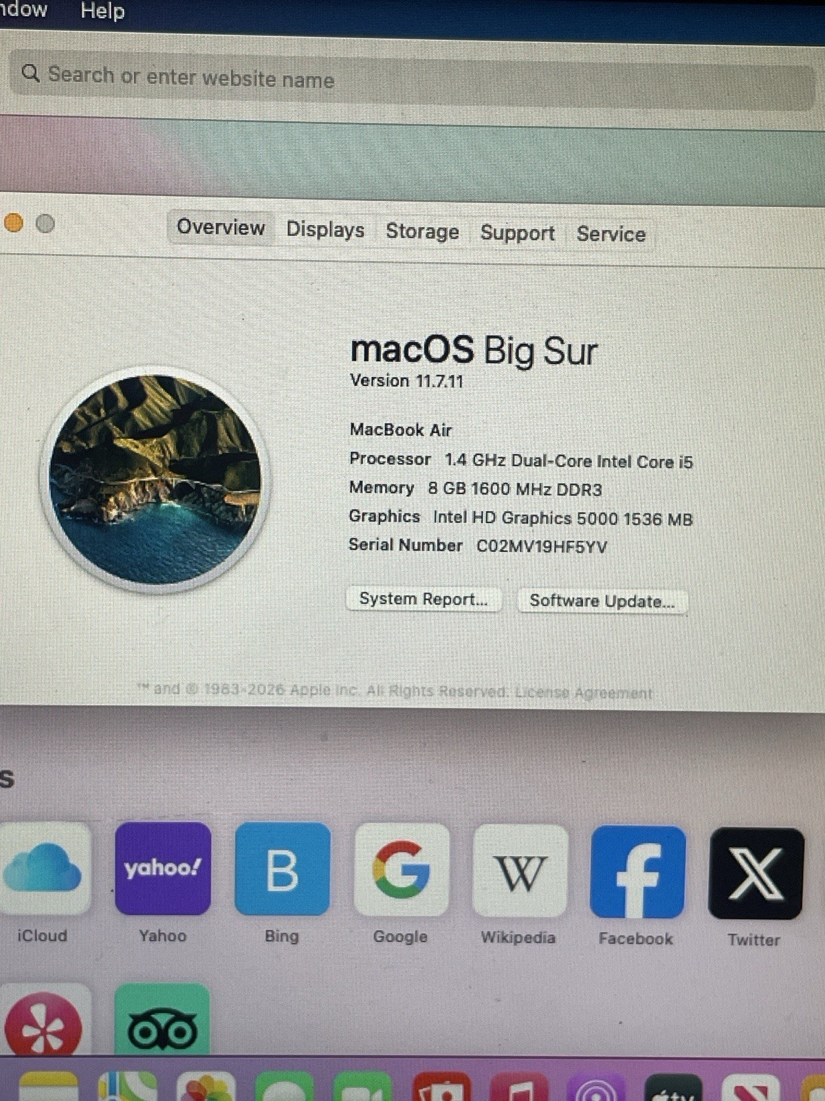 Apple MacBook Air 13” i5 8GB RAM 128GB SSD macOS Big Sur