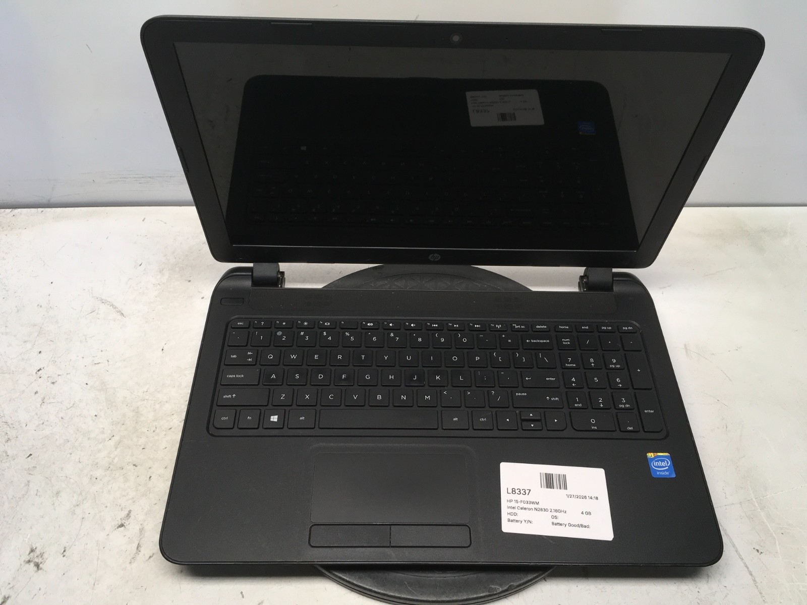 HP 15-F033WM Intel Celeron N2830 2.16GHz 4 GB NO HDD