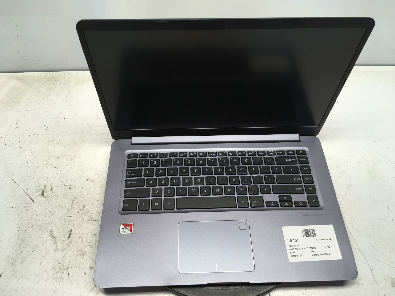 Asus F510Q AMD A12-9720P 2700MHz 4 GB NO HDD