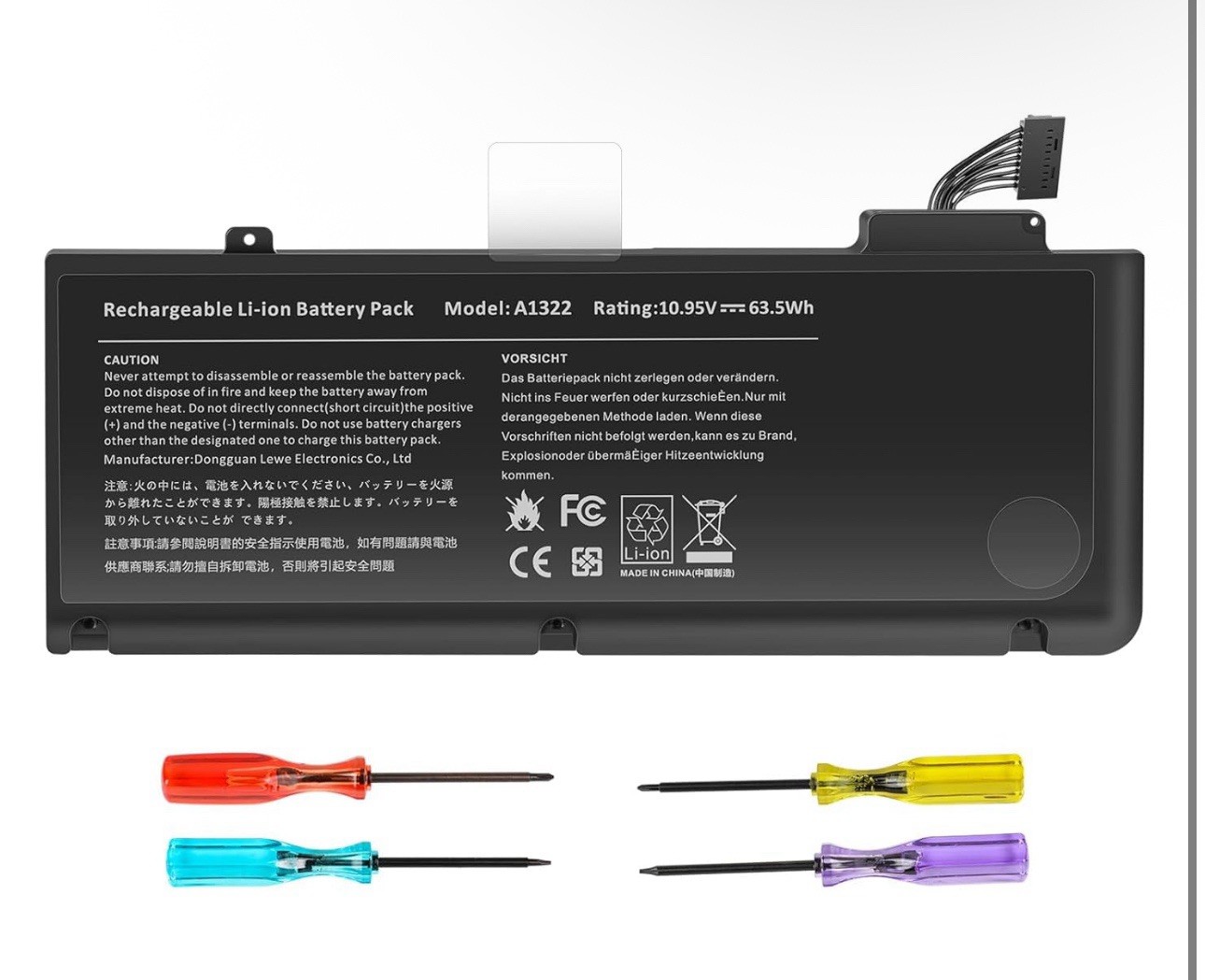 Rechargeable Lithium Ion Battery Pack A1322 for Apple MacBook Pro 13”