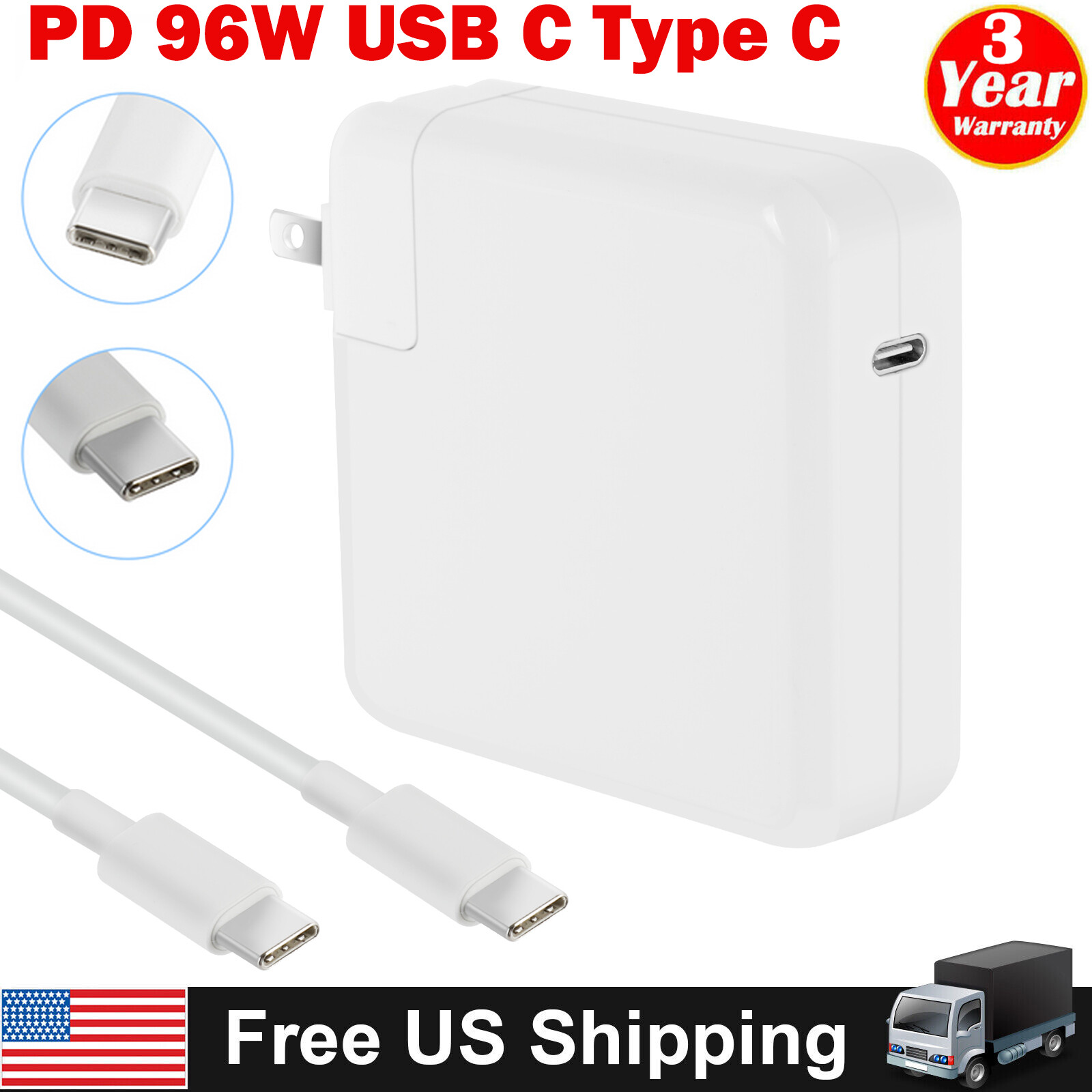 96W AC Power Adapter USB-C Charger For Apple Macbook Pro 15 16″ With Cable A2166