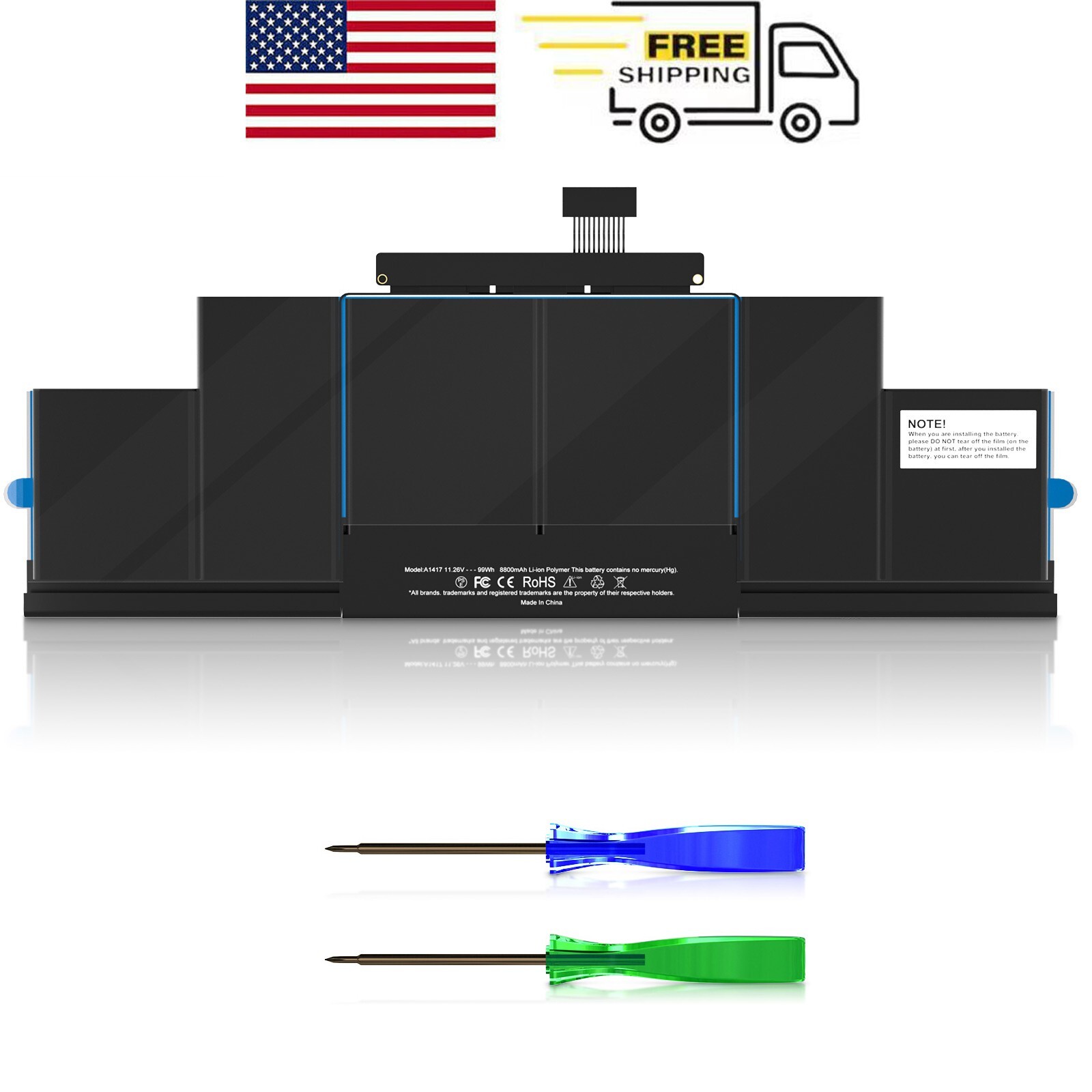 A1417 Battery for Apple Macbook Pro 15 inch Retina A1398 Mid 2012 Early 2013