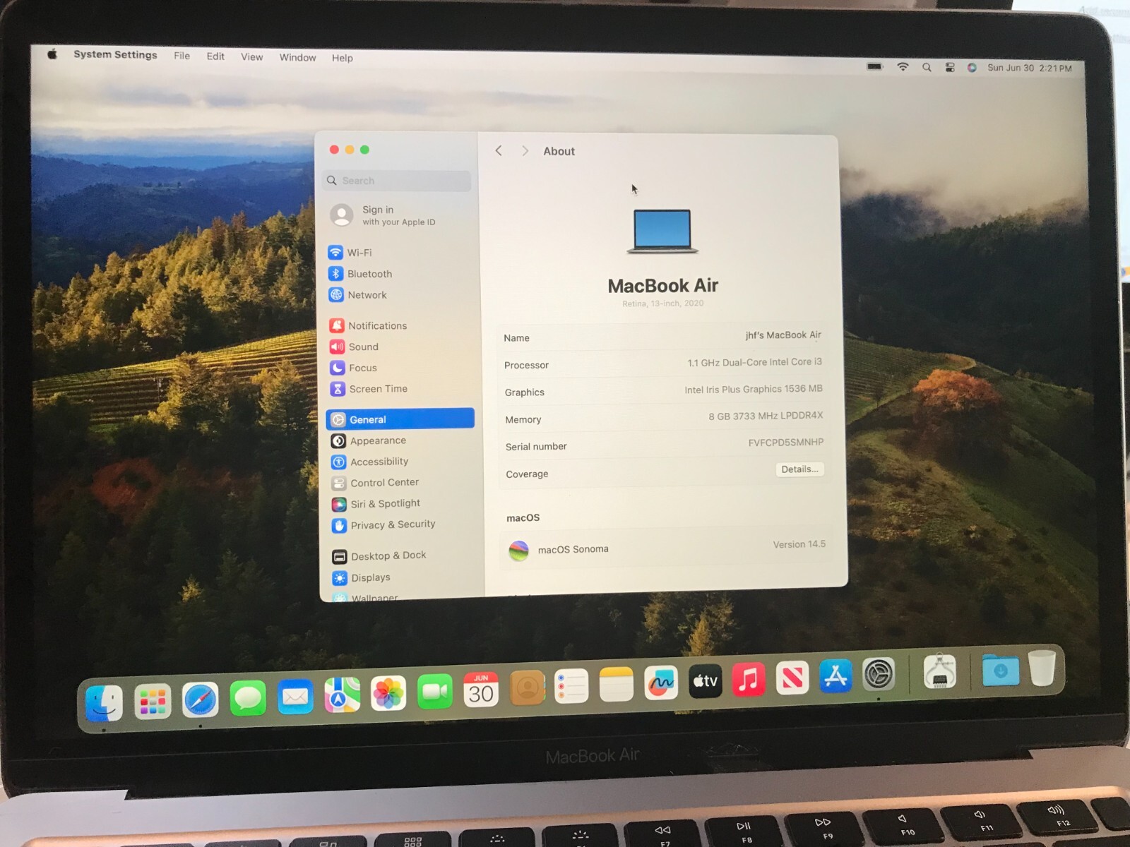 Apple MacBook Air 13″  i3  1.1GHz 8GB 256GB Gray A2179 2020 USED Read*#007