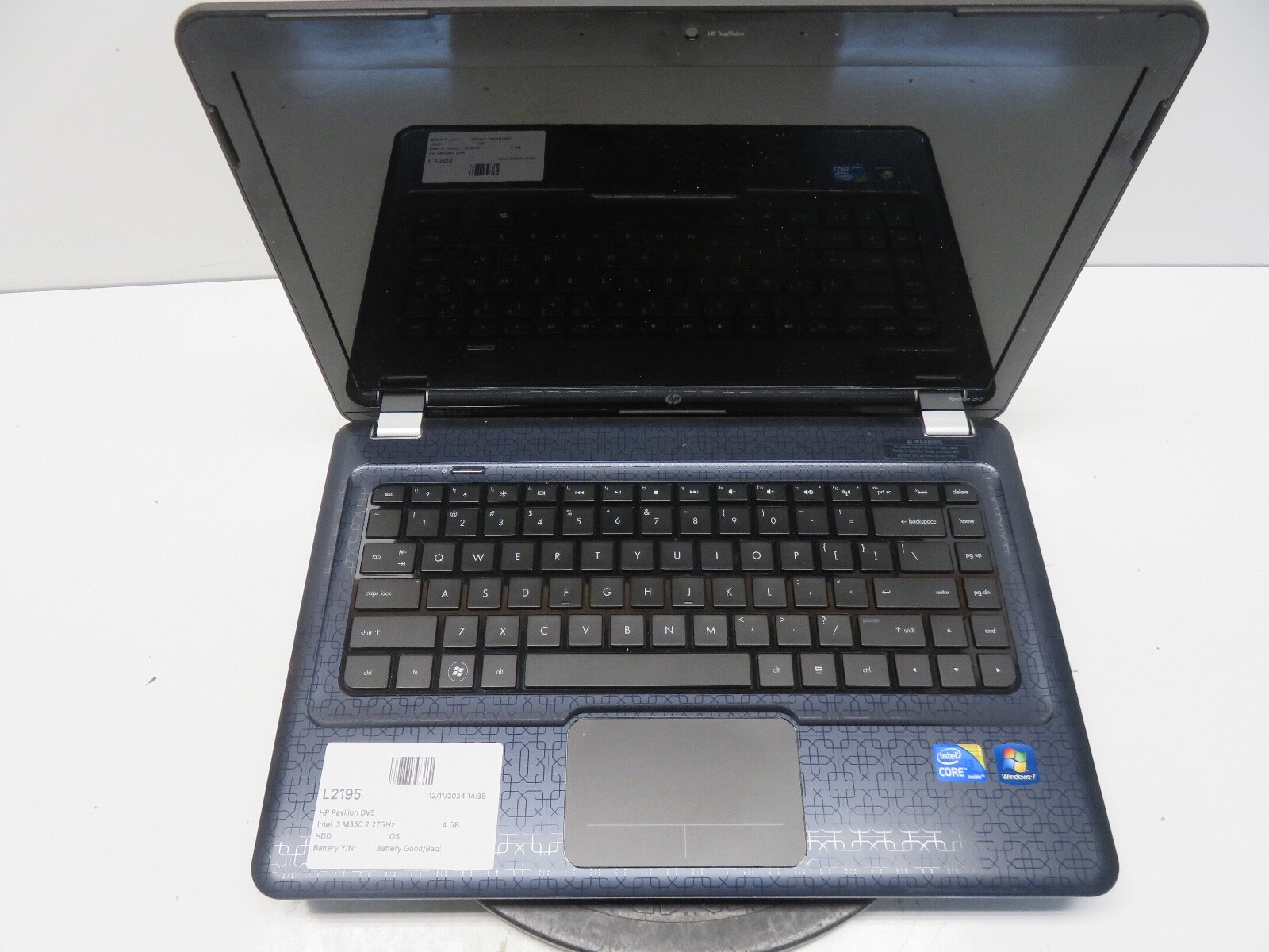 HP Pavilion DV5 Intel i3 M350 2.27GHz 4 GB NO HDD No Batt