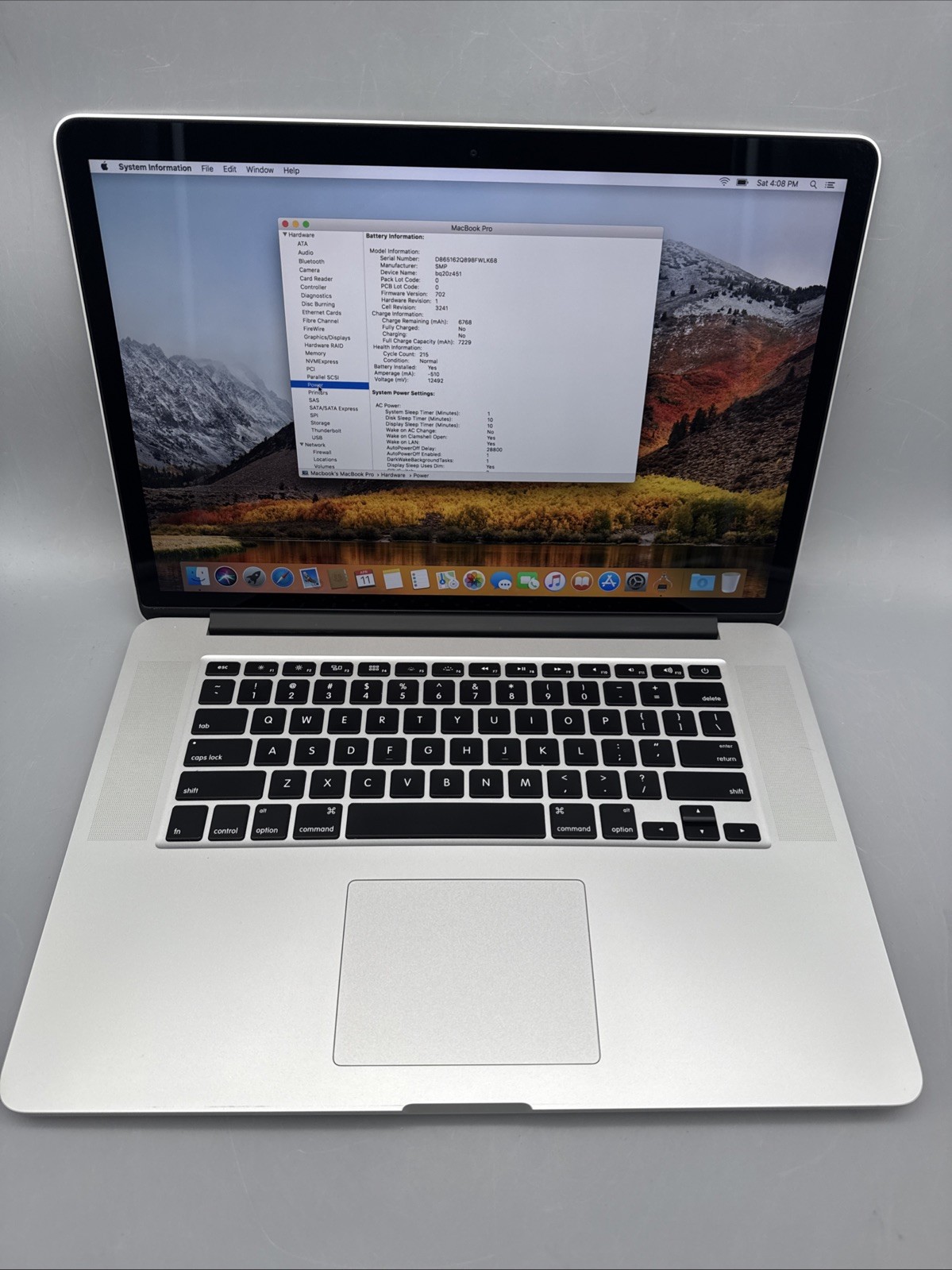 2015 Apple MacBook Pro A1398 Laptop 15″ 2.2GHz Intel i7 16GB RAM 256 GB SSD