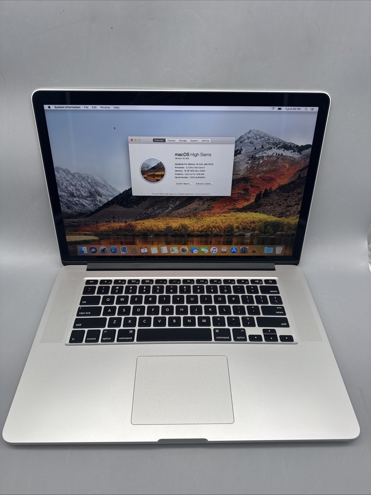 2015 Apple MacBook Pro A1398 Laptop 15″ 2.2GHz Intel i7 16GB RAM 512SSD-Cycle185