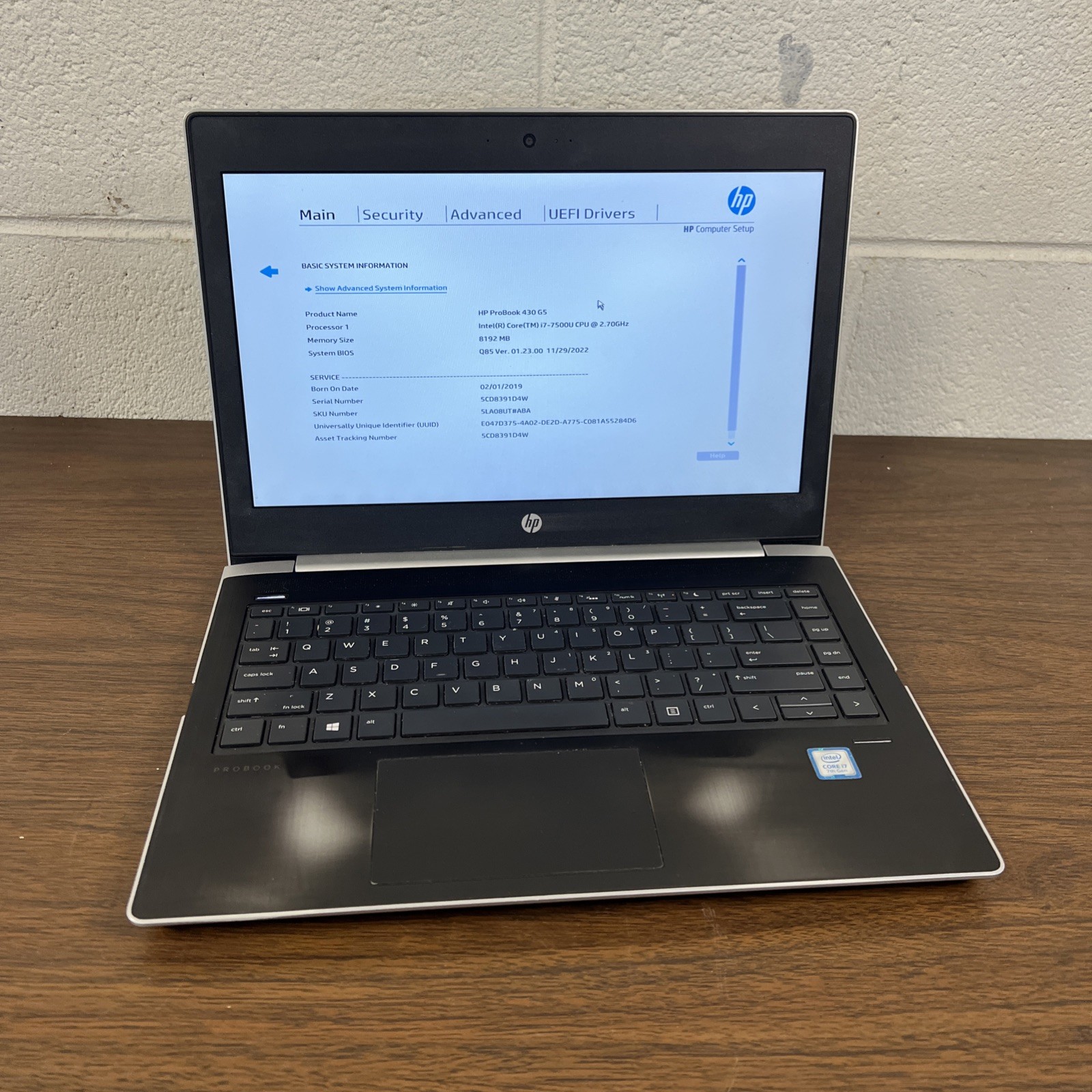 HP ProBook 430 G5 Laptop 13.3″ i7-7500U 8GB RAM ⚠️ NO SSD, NO OS