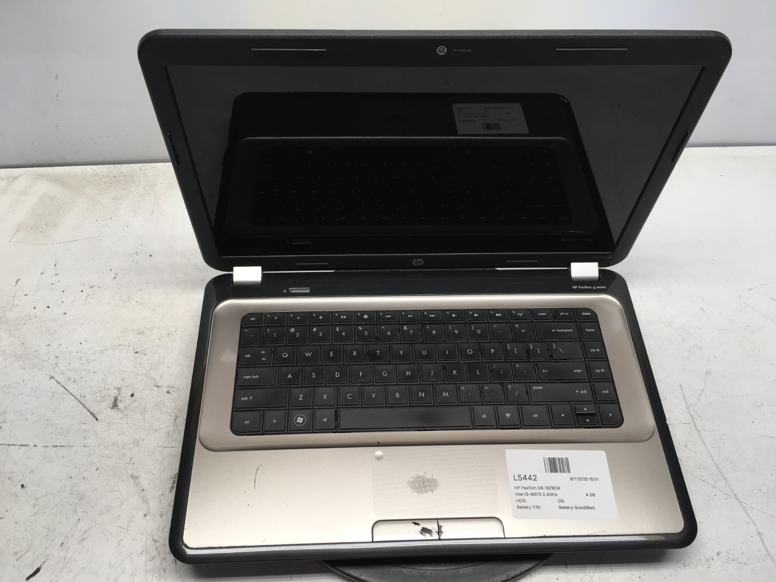 HP Pavilion G6-1B79DX Intel i3-M370 2.4GHz 4 GB NO HDD READ