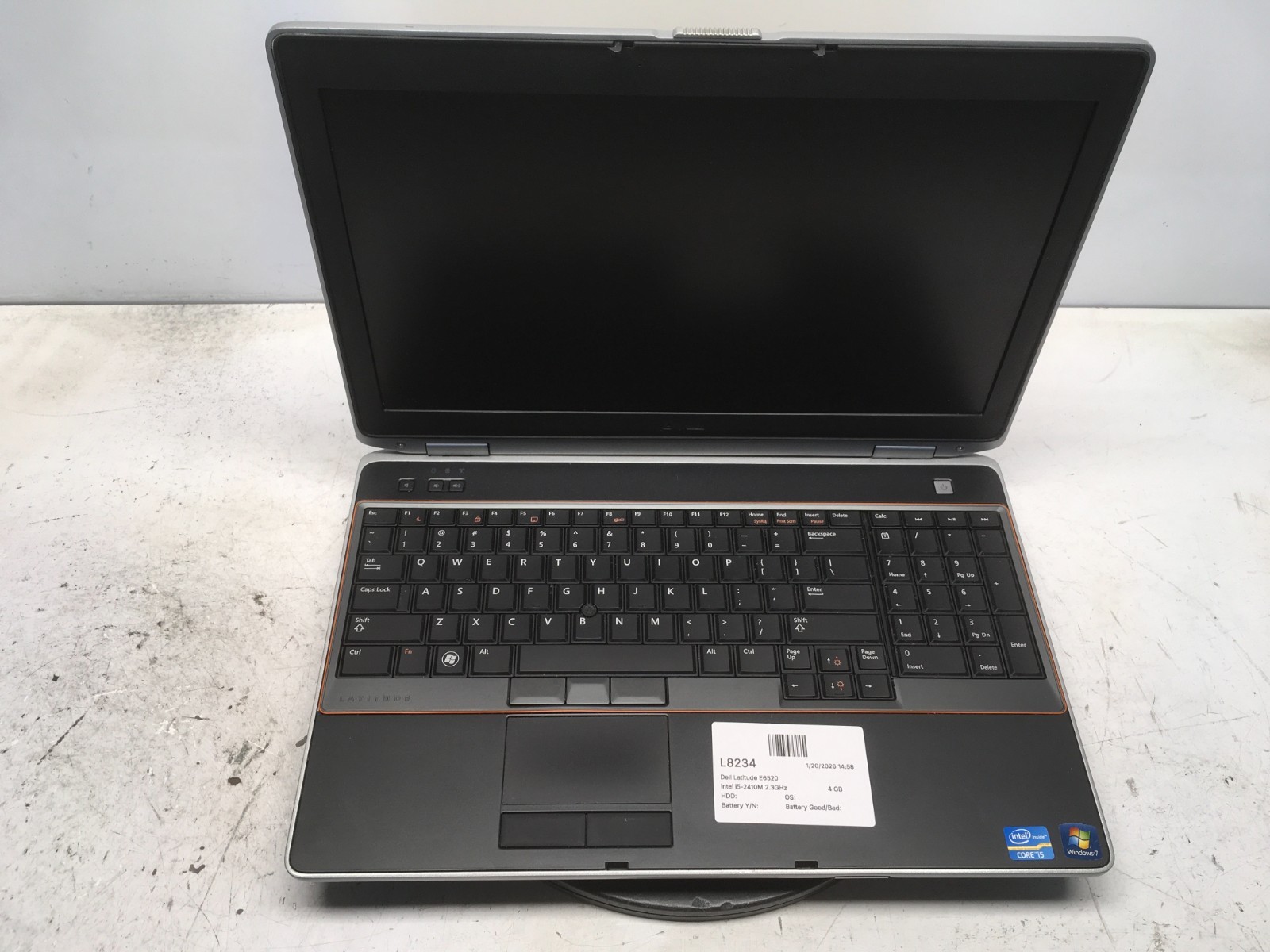 Dell Latitude E6520 Intel i5-2410M 2.3GHz 4 GB NO HDD