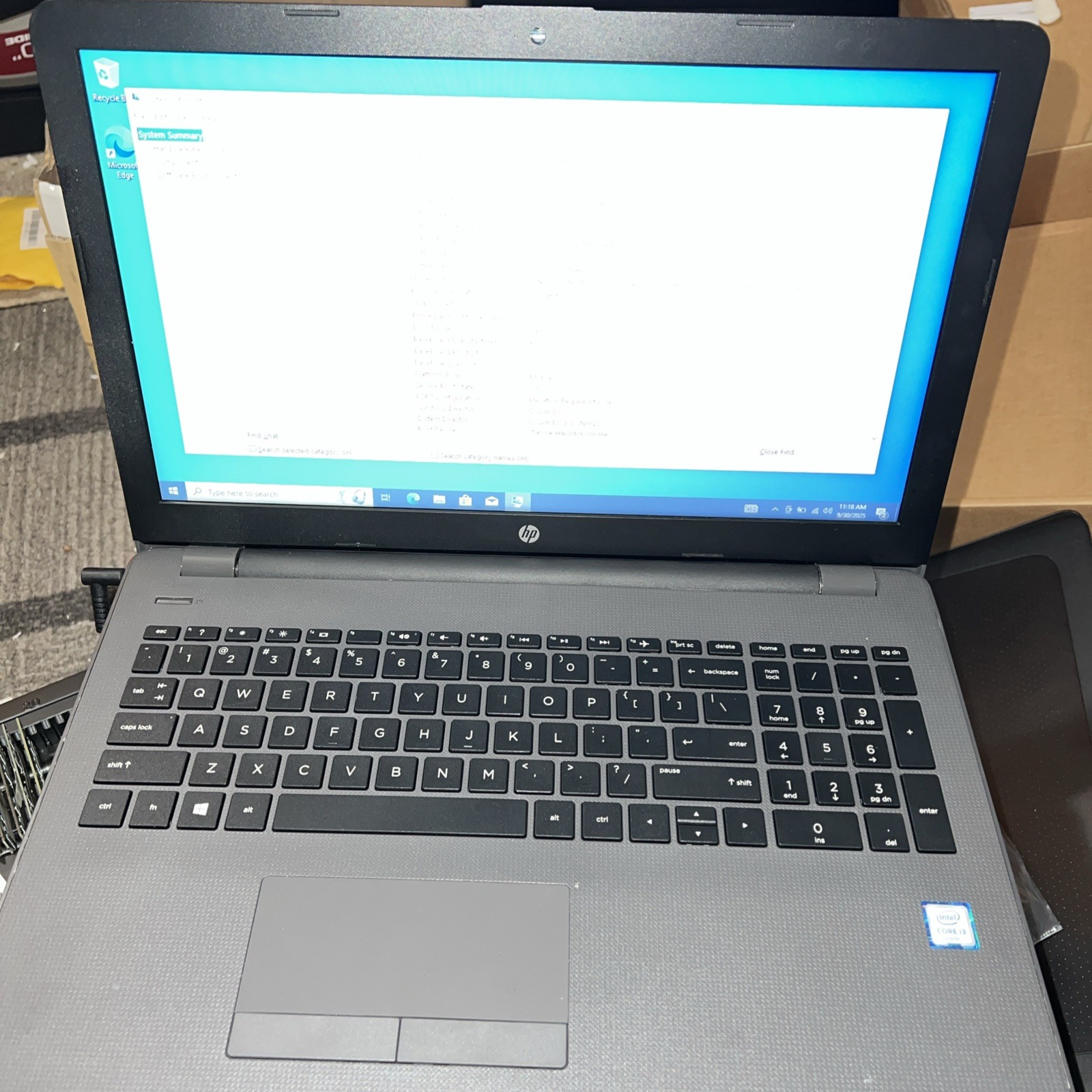 HP Laptop 250 G6 Laptop,Intel Core i3-6006u@2.0ghz,8GB RAM 500GB SSD WIN 10 Pro