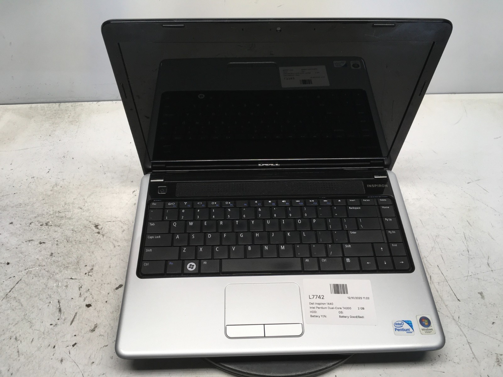 Dell Inspiron 1440 Intel Pentium Dual-Core T4200 2GHz 2 GB NO HDD