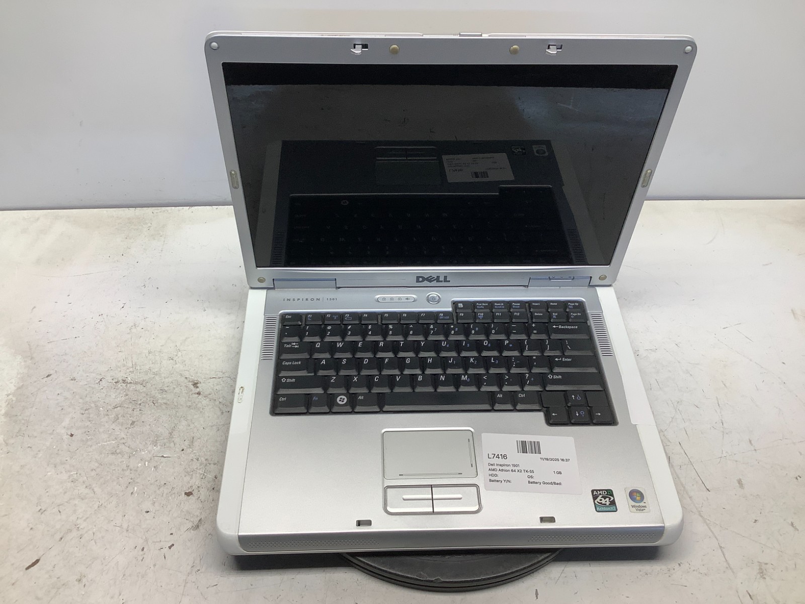 Dell Inspiron 1501 AMD Athlon 64 X2 TK-55 1.8GHz 1 GB NO HDD