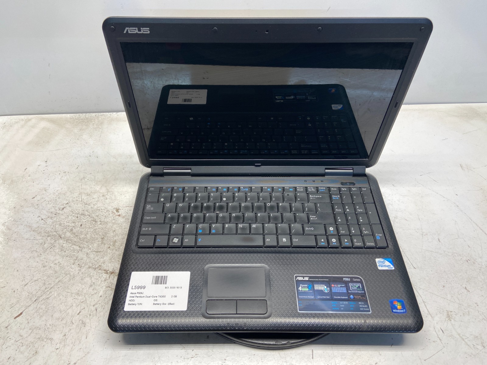 Asus P50IJ Intel Pentium Dual-Core T4300 2.1GHz 2 GB NO HDD