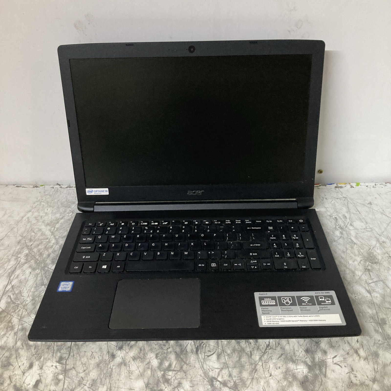ACER ASPIRE 3 N17C4 i3-8130U 2.20GHz 4GB no HDD Boot to BIOS