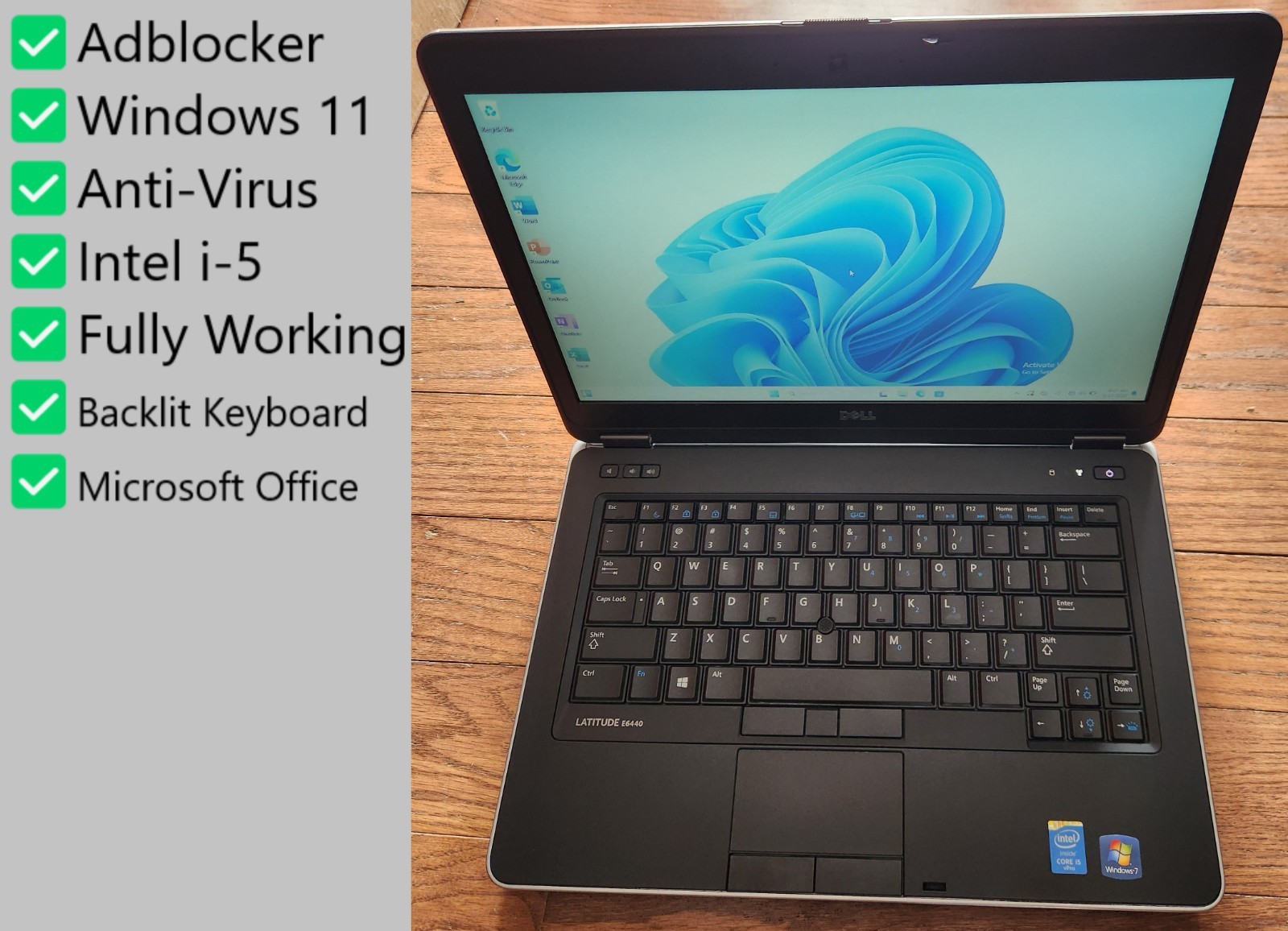 Dell Latitude E6440 (256GB SSD, Intel i-5, 2.7GHz, 8GB RAM, Windows 11) Laptop
