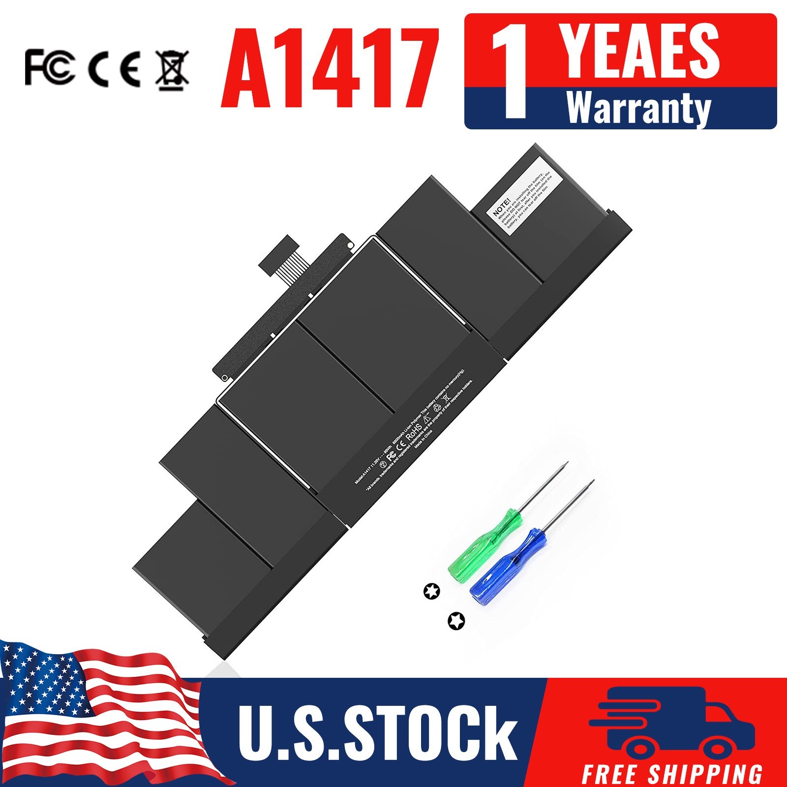 A1417 Battery for Apple Macbook Pro 15 Retina A1398 Mid 2012 Early 2013 99Wh