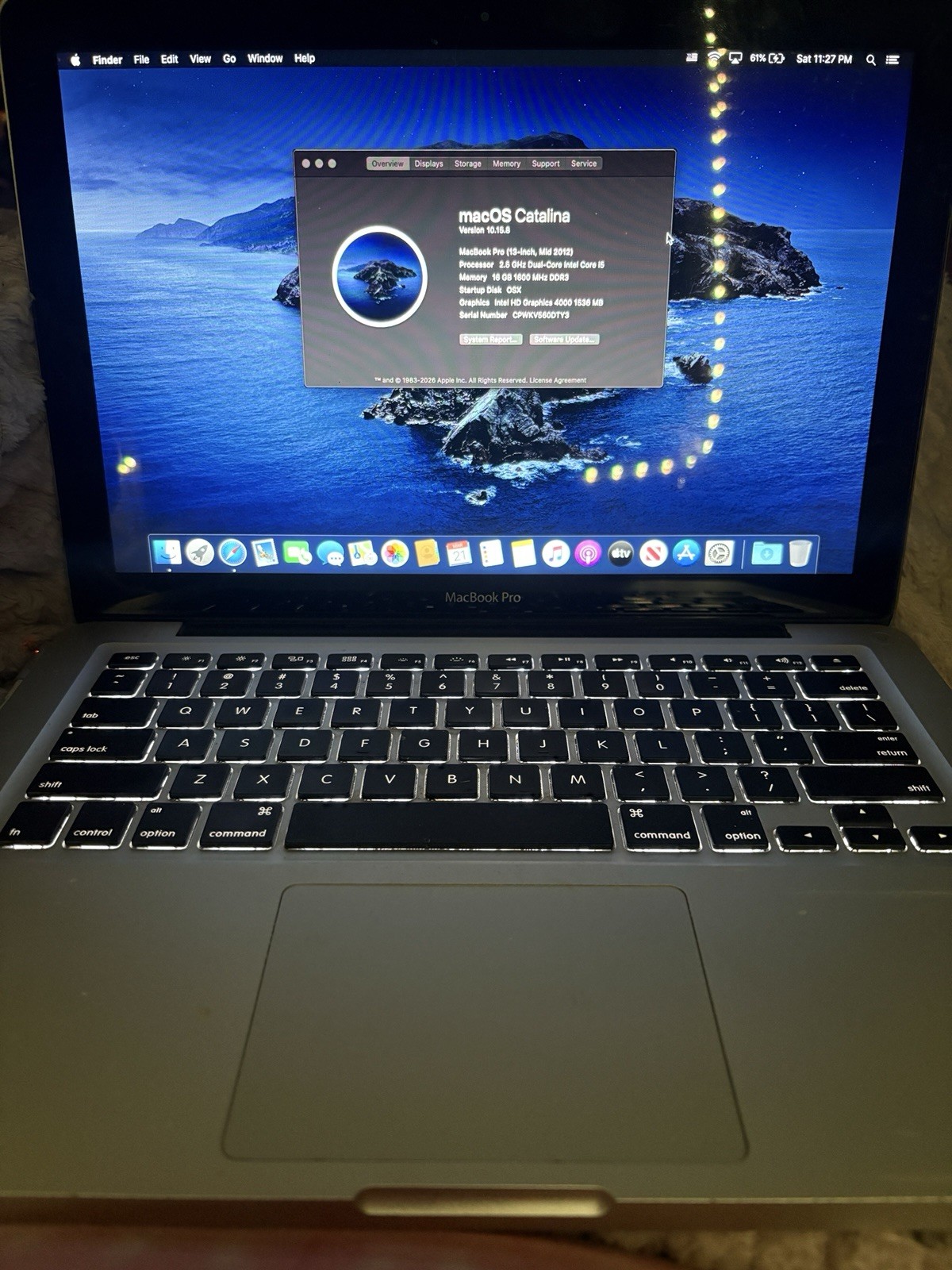Apple MacBook Pro 13-inch 2012 Intel Core i5 2.5GHz 16GB  Silver Catalina