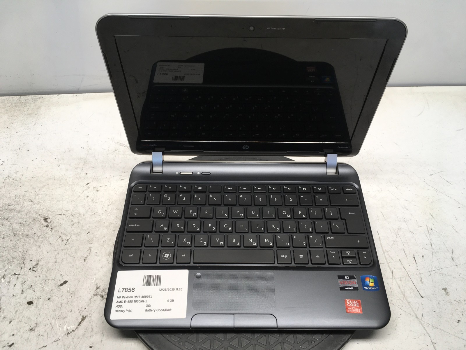 HP Pavilion DM1-4099EJ AMD E-450 1650MHz 4 GB NO HDD