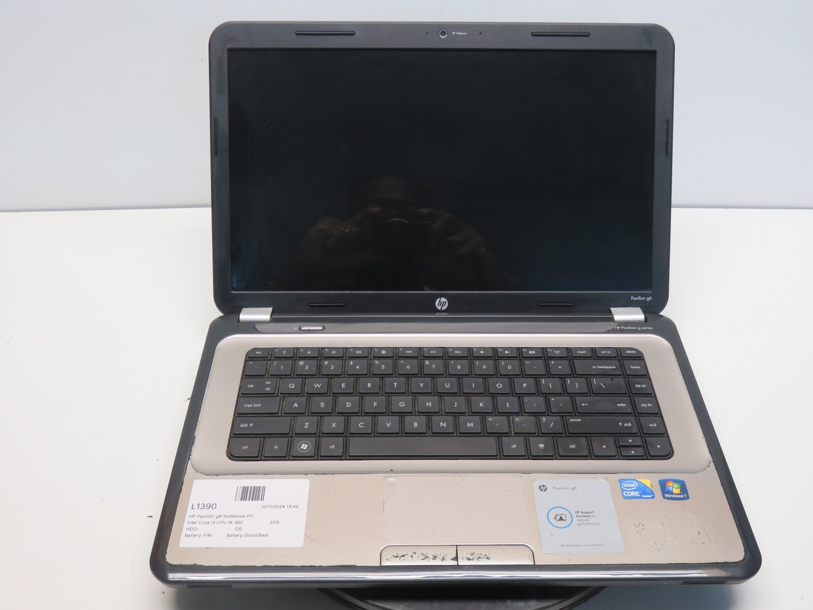 HP Pavilion g6 Notebook PC Intel Core i3 CPU M 380 2.53GHz 2GB NO HDD No Batt