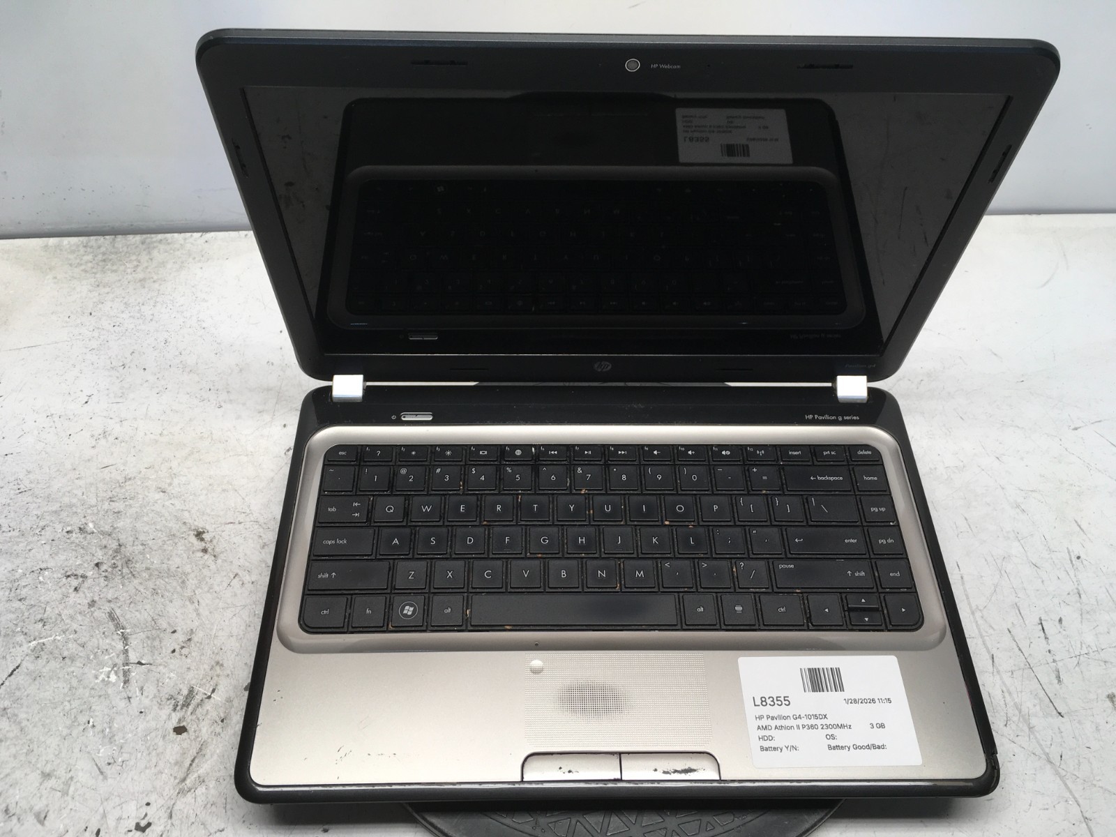HP Pavilion G4-1015DX AMD Athlon II P360 2300MHz 3 GB NO HDD