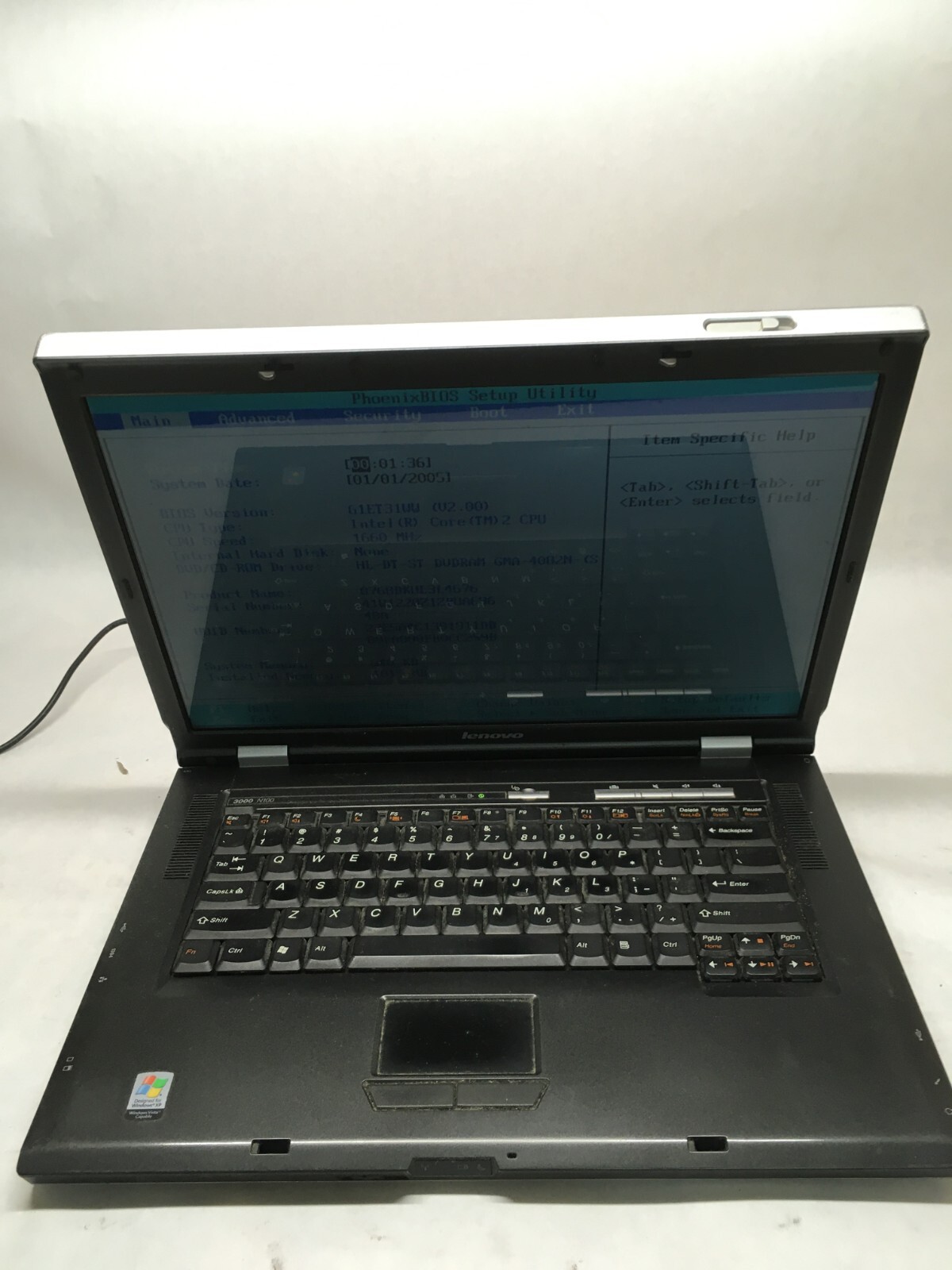 LENOVO 3000 N100 14″ [FOR PARTS] Intel Core 2 Duo @ 1.66 GHz – JZ