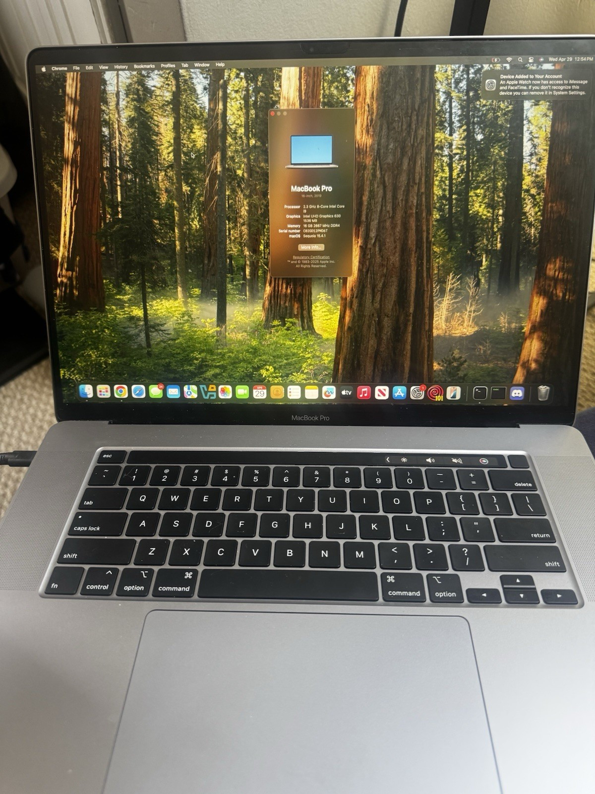 Apple MacBook Pro 16″ 2019 Core i9 2.3GHz 16GB RAM 1TB SSD Gray Touch Bar
