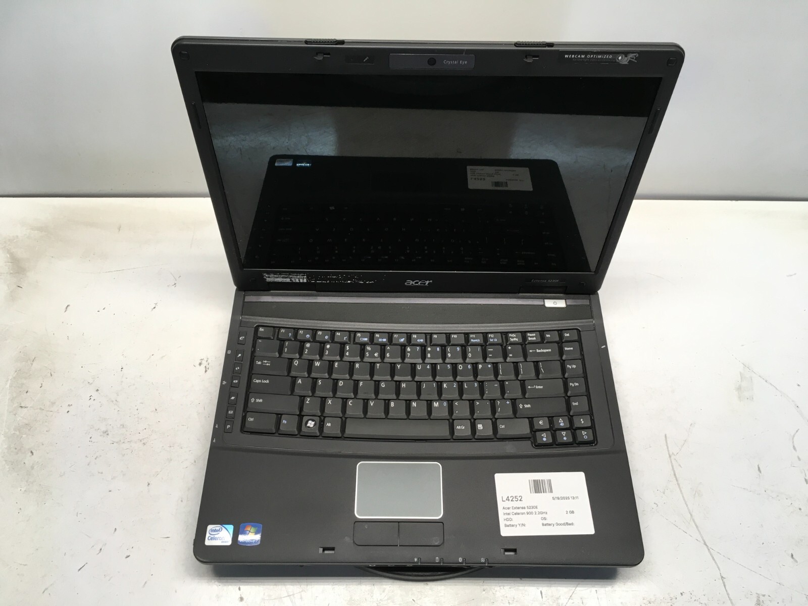 Acer Extensa 5230E Intel Celeron 900 2.2GHz 2 GB NO HDD No Batt