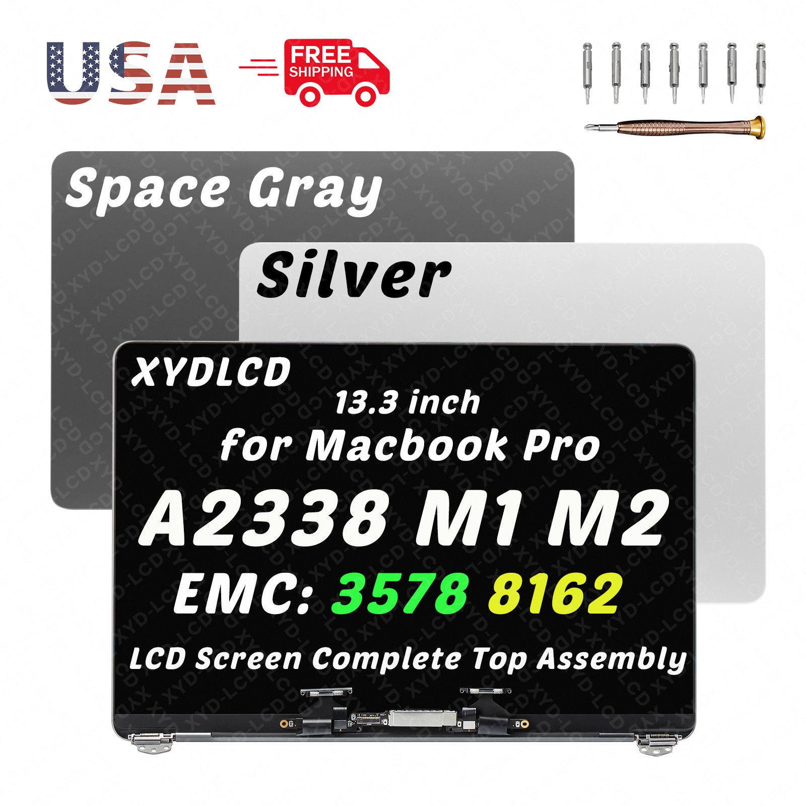 for Apple MacBook Pro A2338 2020 Year M1 LCD Screen Display Assembly Gray Silver