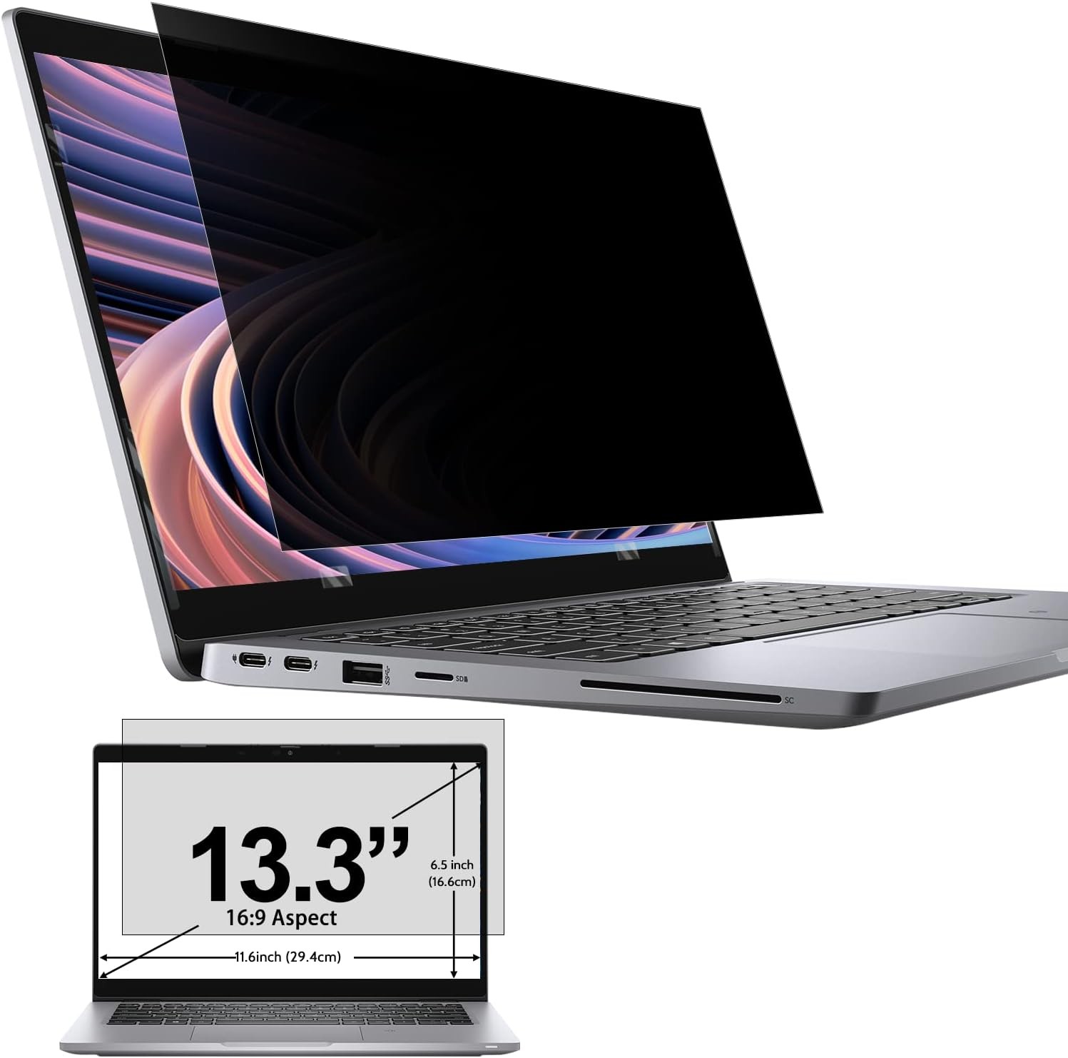 Laptop Privacy Screen 13.3 Inch Compatible With Hp, Dell, Acer, Lenovo, Thinkpad