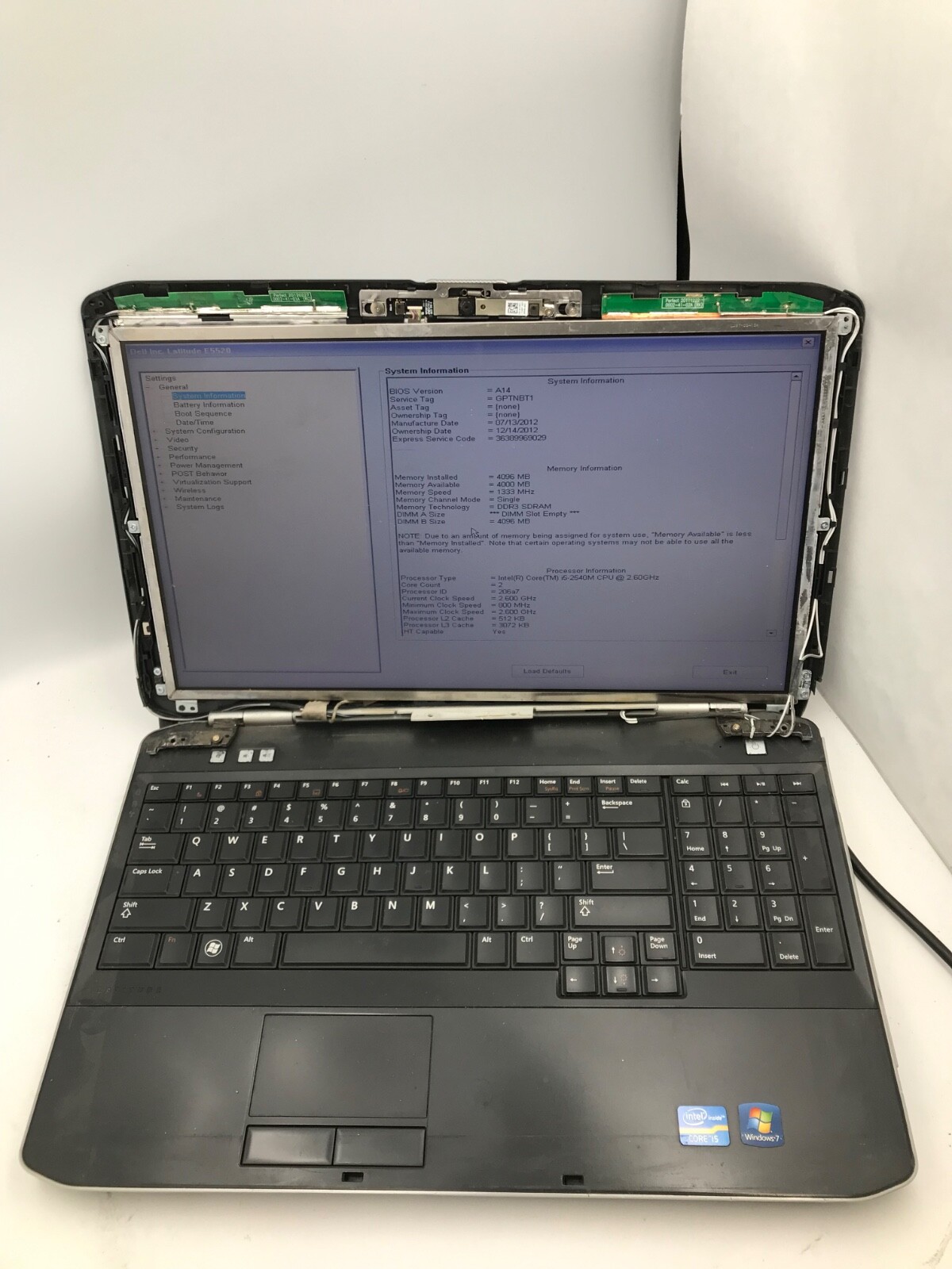 Dell Latitude E5520 15″ Intel Core i5-2540M-BAD HINGES/NO BEZEL – MZ