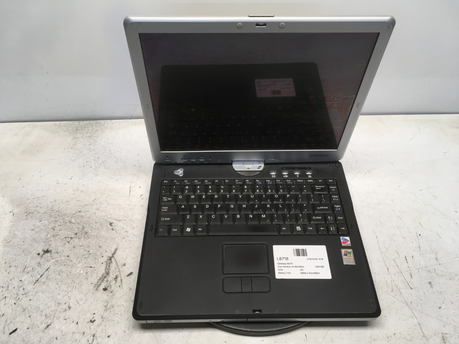 Gateway M275 Intel Pentium M 1800MHz 1280 MB NO HDD
