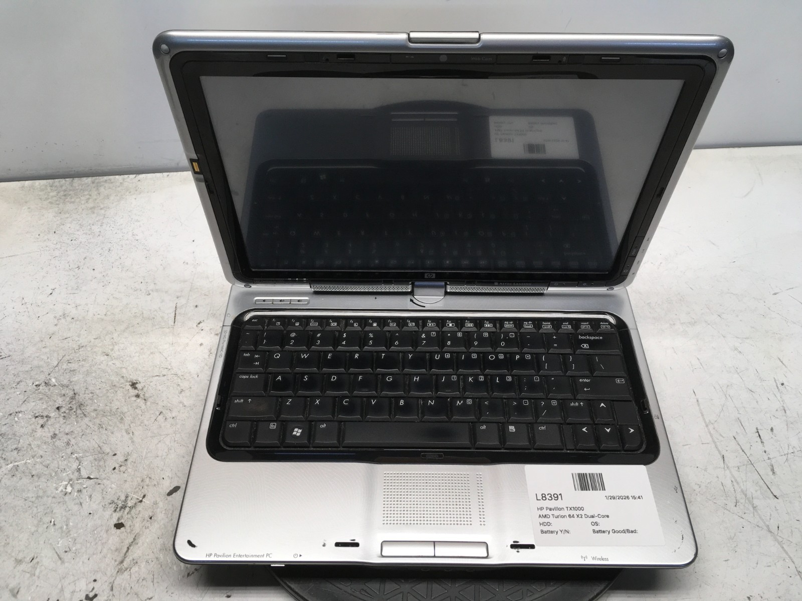HP Pavilion TX1000 AMD Turion 64 X2 Dual-Core 1.8GHz  NO HDD