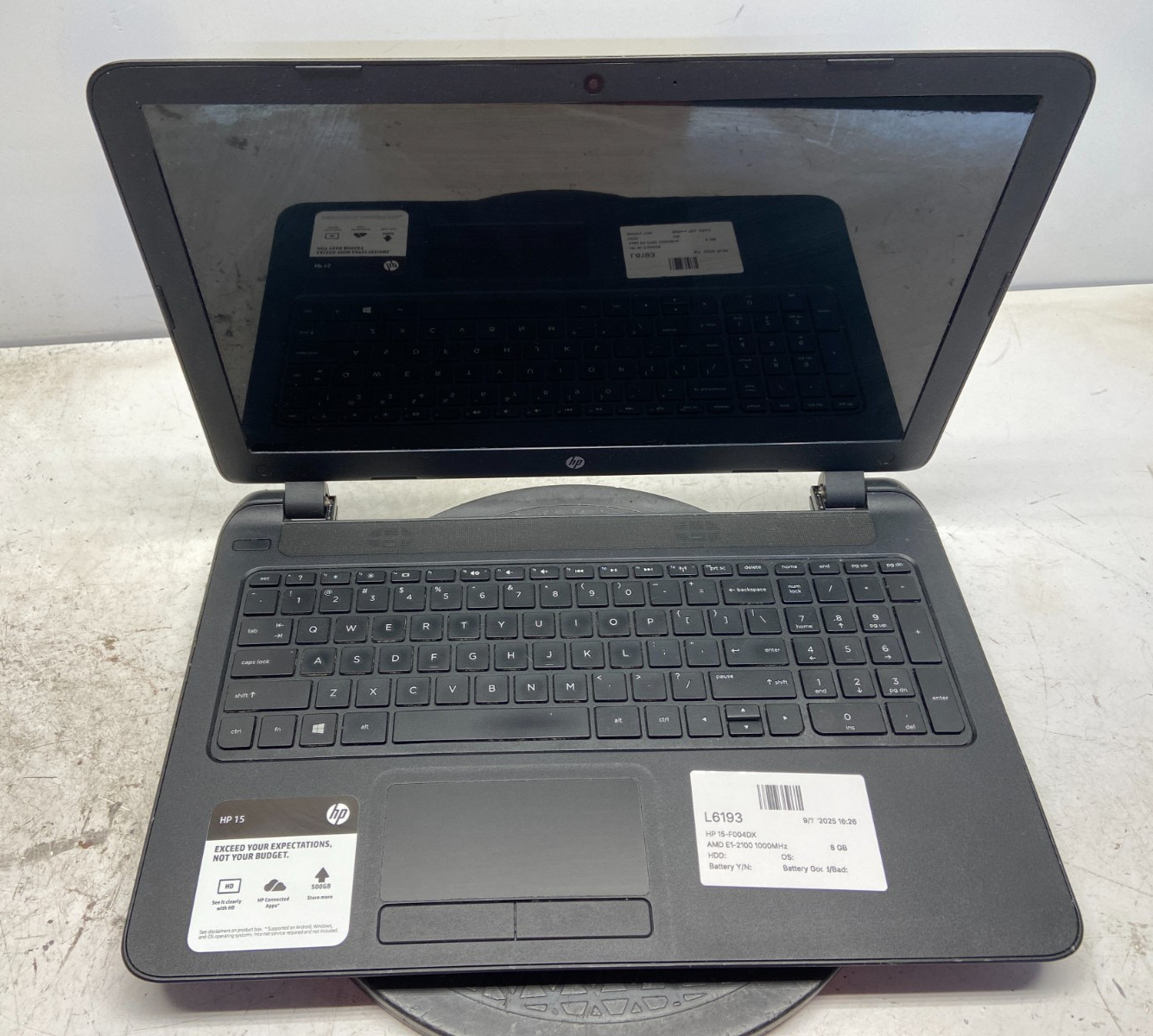 HP 15-F004DX AMD E1-2100 1000MHz 8 GB NO HDD