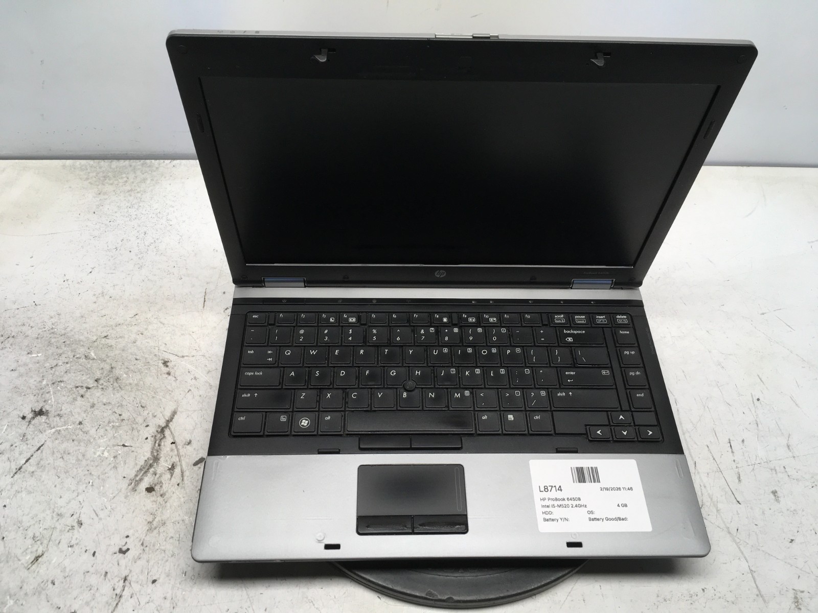 HP ProBook 6450B Intel i5-M520 2.4GHz 4 GB NO HDD