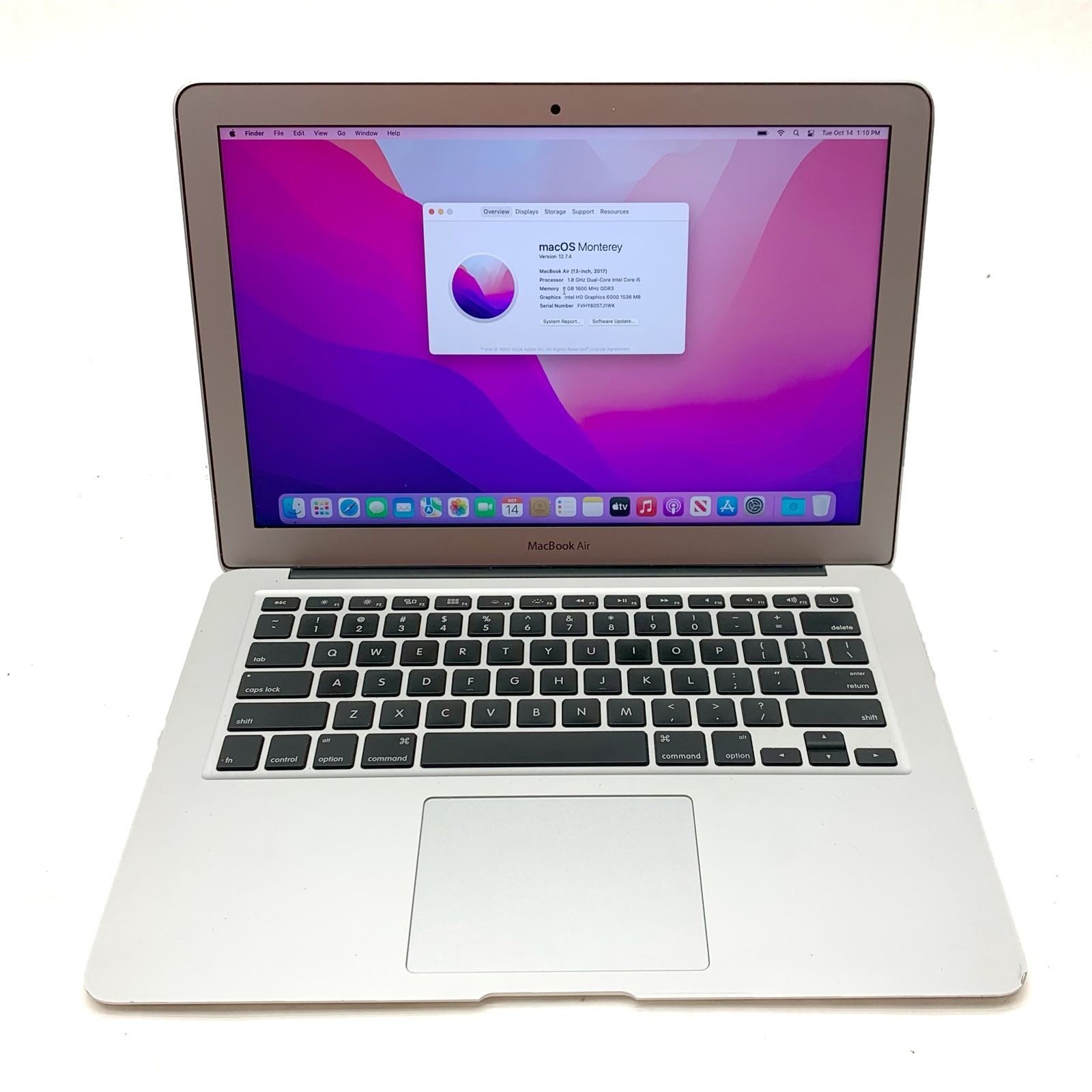 Apple Macbook Air A1466 13.3″ FHD Intel i5-5350U 1.80GHz 8GB 128GB SSD Monterey