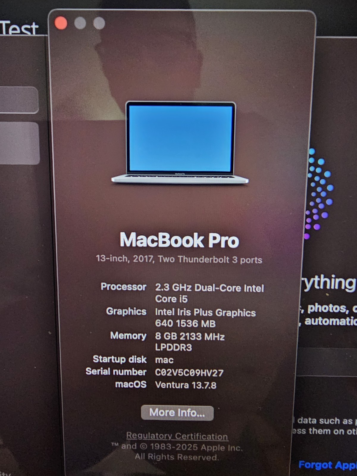 2017 Apple MacBook Pro 13.3″ i5 2.3GHz 8GB RAM 128GB SSD Space Gray A1708 – READ