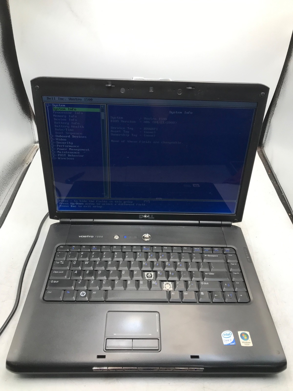 Dell Vostro 1500 Intel Core 2 Duo 15″ Laptop 2GB RAM- BOOTS BIOS/MISSING PART-MZ