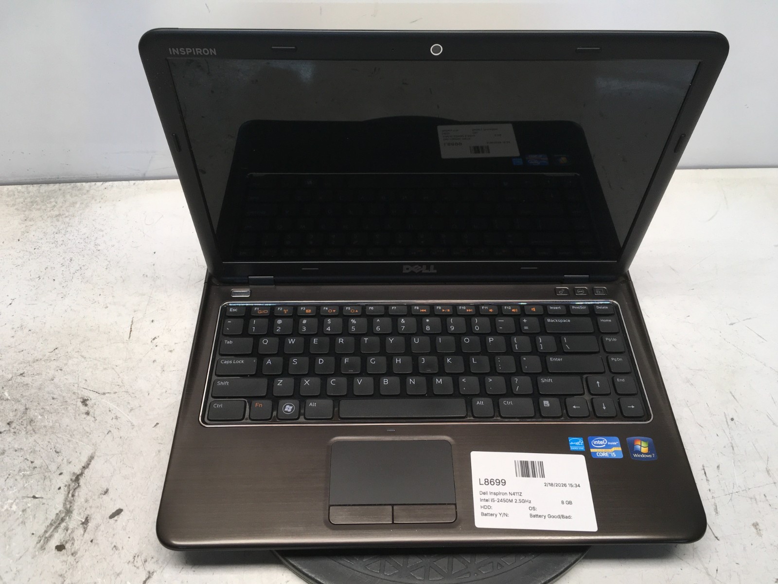 Dell Inspiron N411Z Intel i5-2450M 2.5GHz 8 GB NO HDD