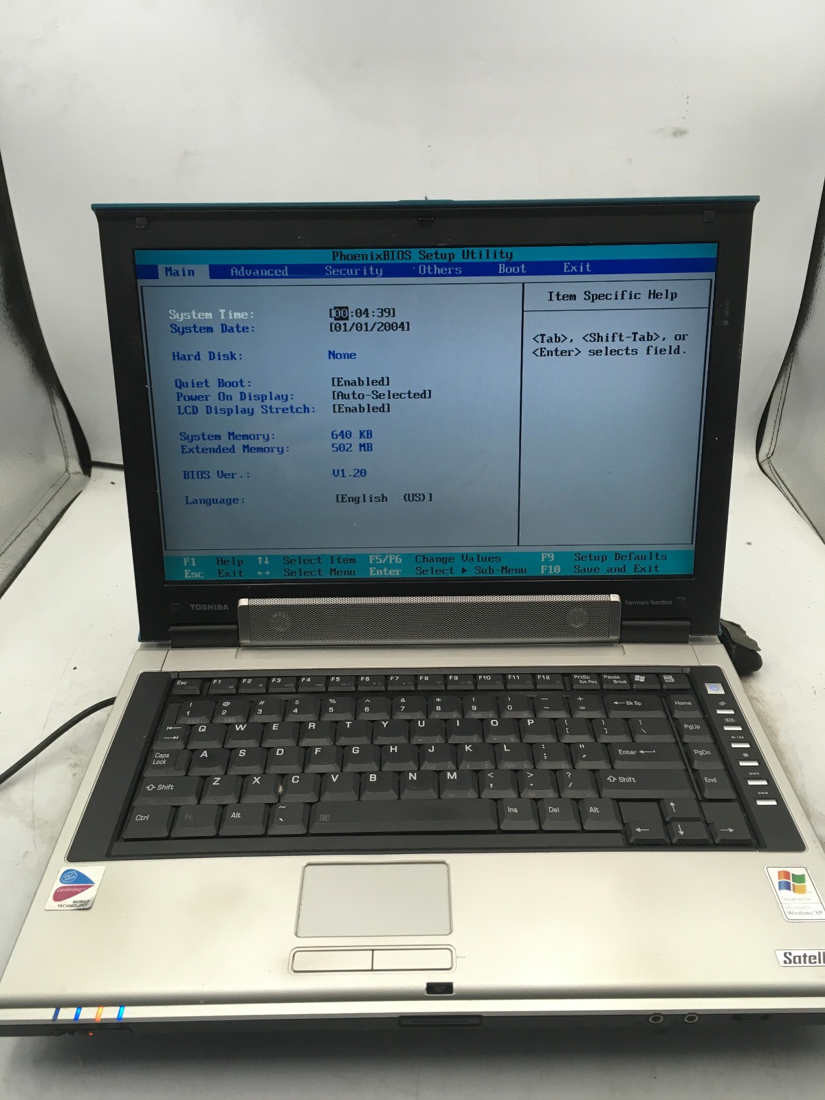 TOSHIBA SATELLITE M55 S325 -BOOTS TO BIOS- INTEL PENTIUM M – 500MB RAM -READ- BB
