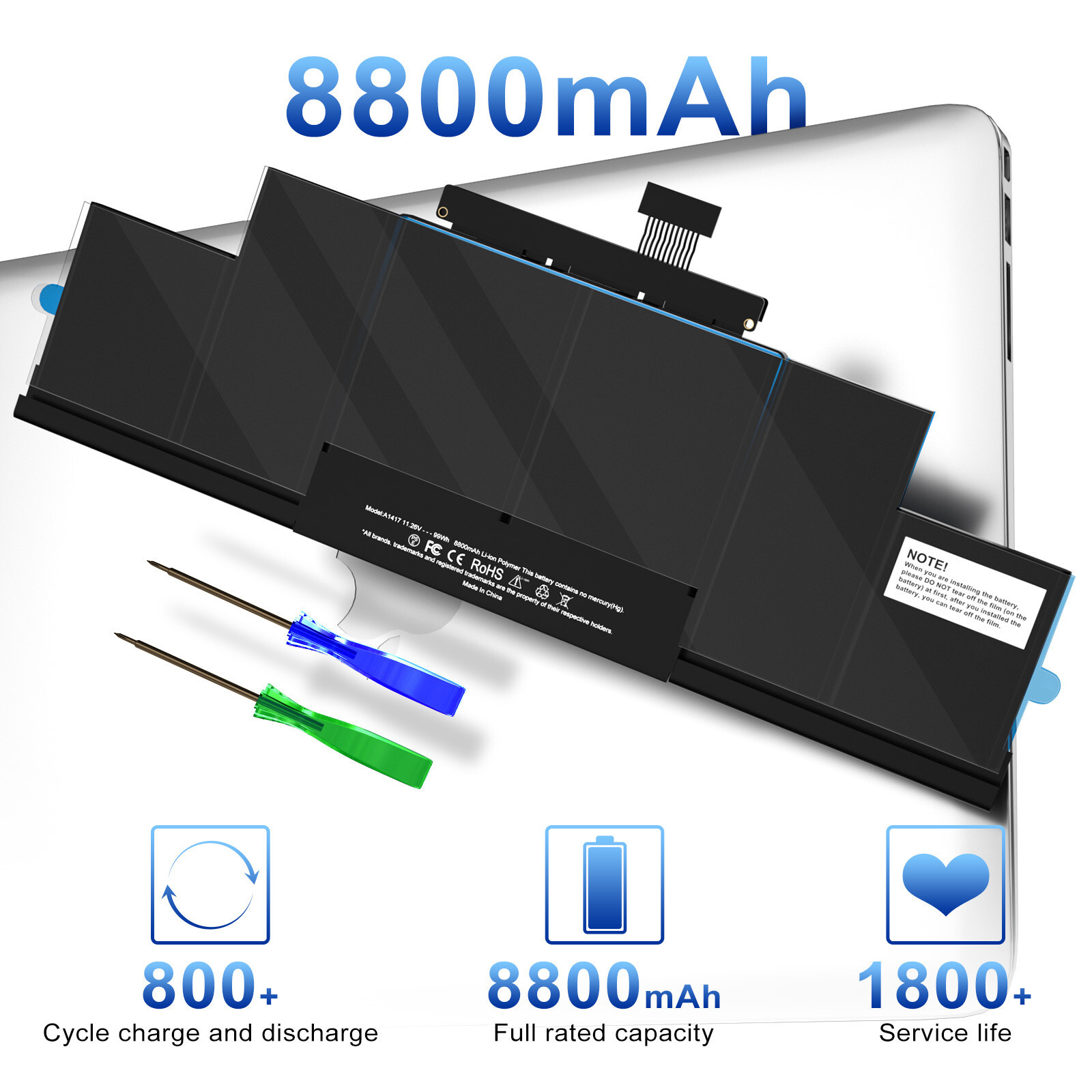 A1417 Battery for Apple Macbook Pro 15″ Retina A1398 Mid 2012 Early2013 EMC 2512