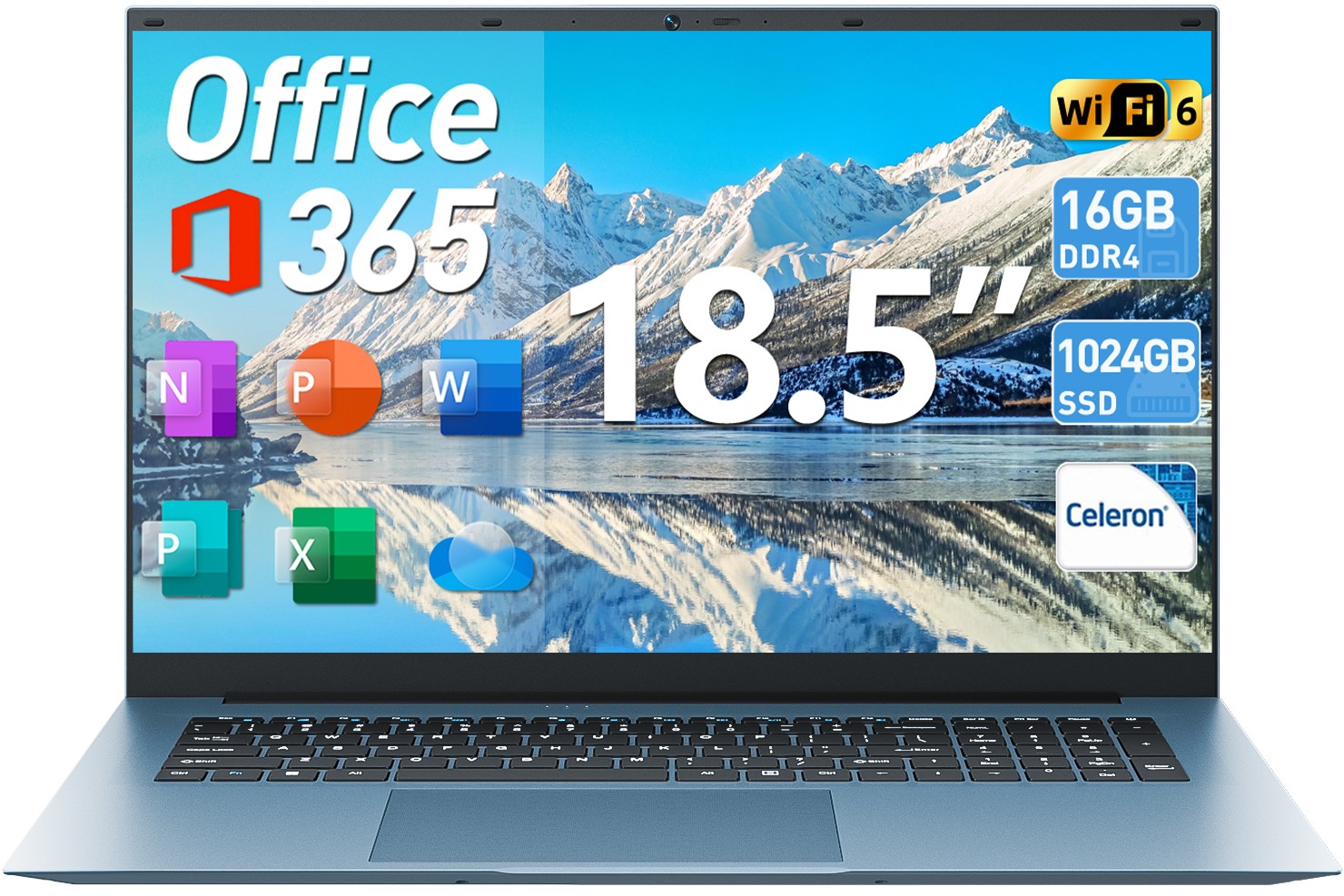 NEW SGIN 18.5″ Laptop Win11 PRO 16GB RAM 1TB SSD Intel N5095 WiFi6 RJ45 USB-C