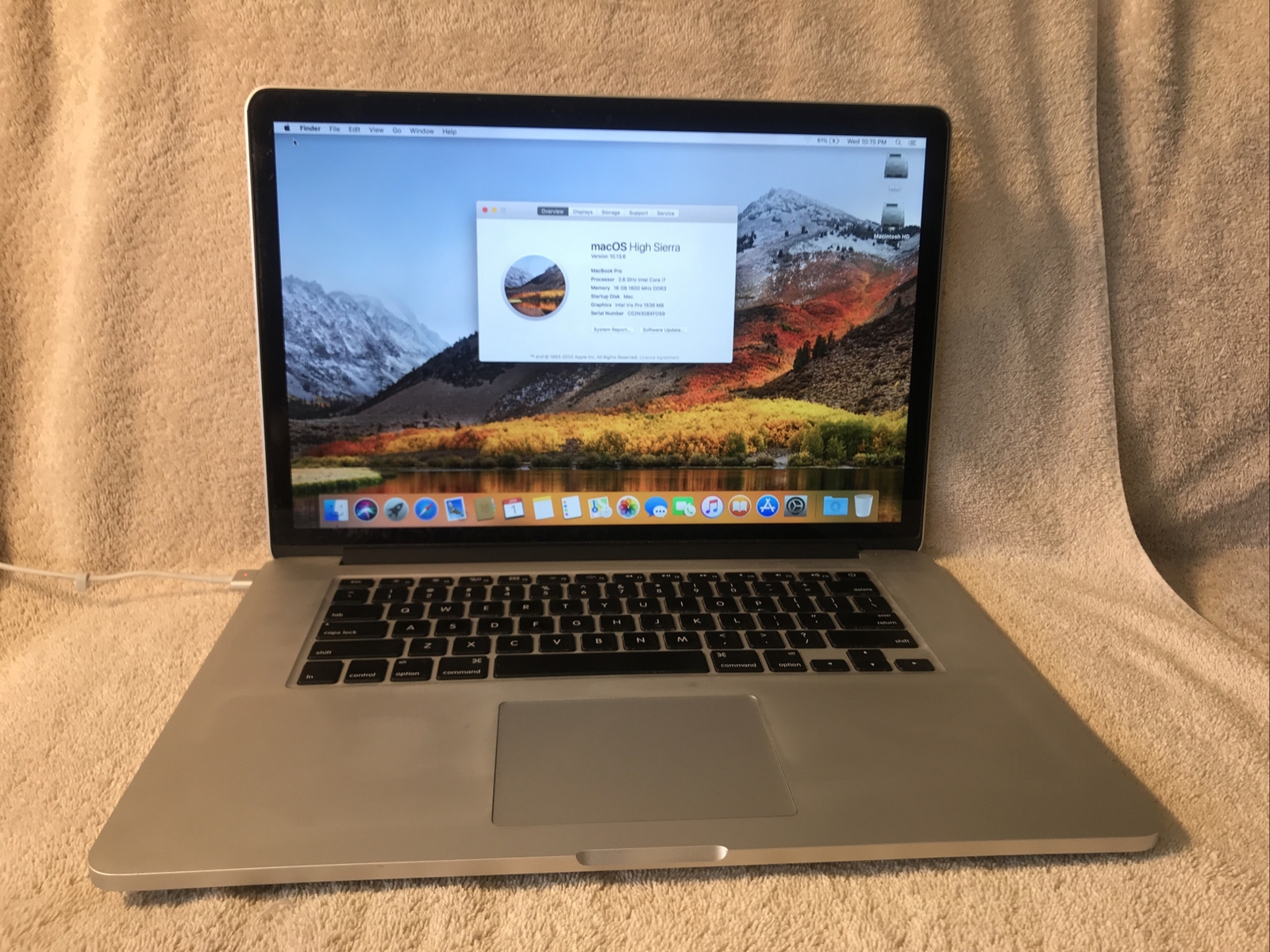 Apple MacBook Pro A1398 ME874LL/A Retina 2013 2.6GHz i7-4960HQ 16GB 500GB SSD